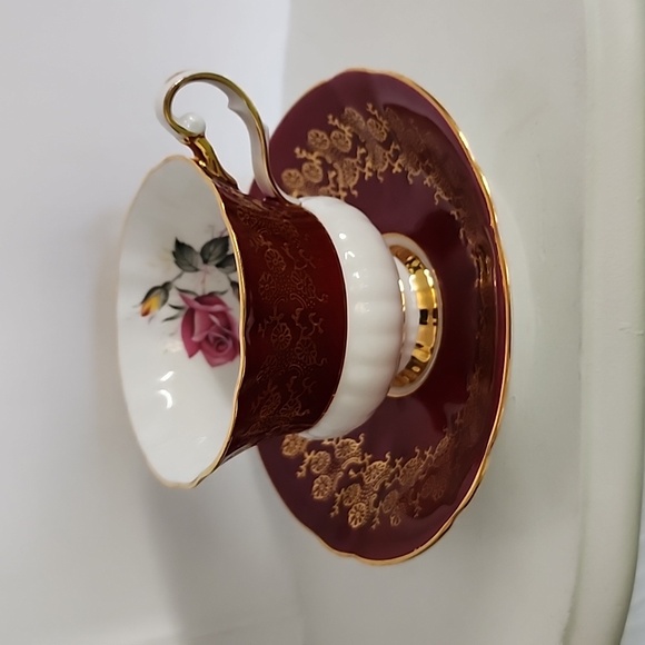 Windsor (England) Red Band, Gold Flowers, Pink Rose Vintage - Picture 4 of 7